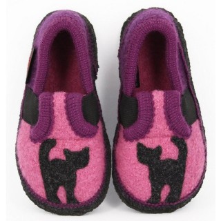 Beck Hüttenschuh Katze Hüttenschuhe (reine Schurwolle für warme Füße) wärmend, feuchtigkeitsregulierend, rutschfeste Sohle