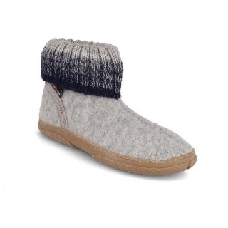 Haflinger Yuki Kinder Hüttenschuhe, steingraumeliert, Jungen, Mädchen, Winter Hausschuh feuchtigkeitsbeständig