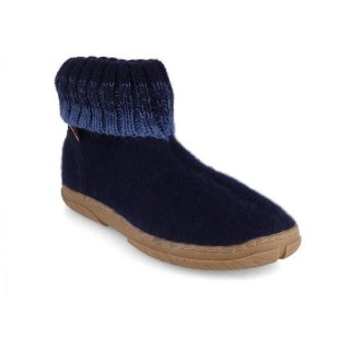 Haflinger Kinder Hüttenschuhe Yuki, mittelblau, jungen, winter Hausschuh wärmeisolierend