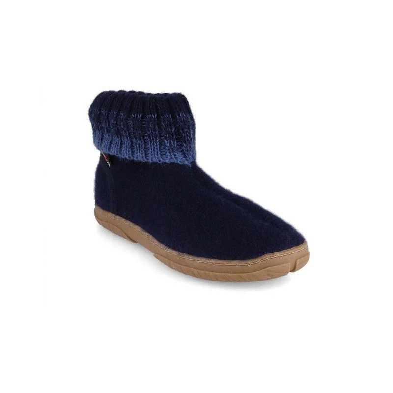 Haflinger Kinder Hüttenschuhe Yuki, mittelblau, jungen, winter Hausschuh wärmeisolierend