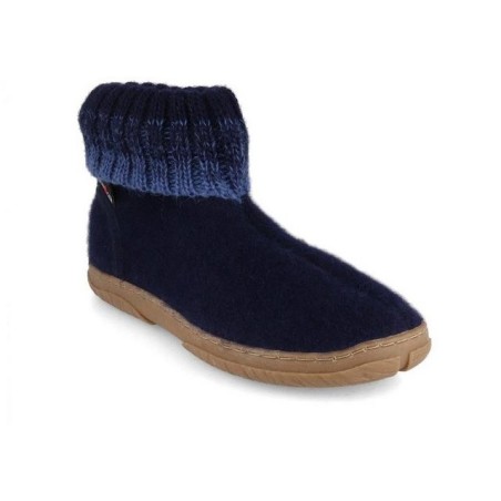 Haflinger Kinder Hüttenschuhe Yuki, mittelblau, jungen, winter Hausschuh wärmeisolierend