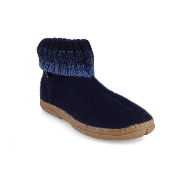 Haflinger Kinder Hüttenschuhe Yuki, mittelblau, jungen, winter Hausschuh wärmeisolierend