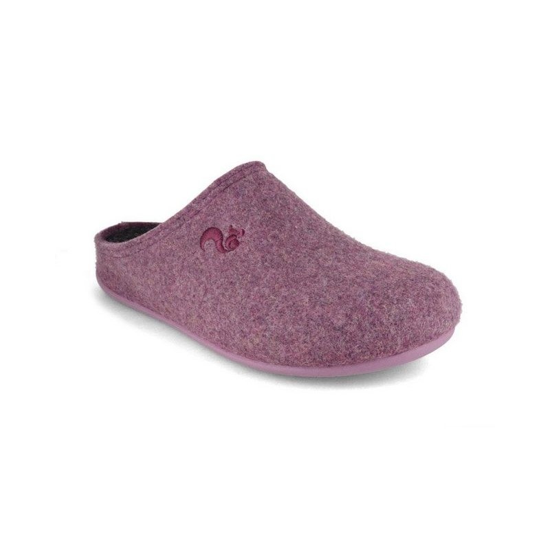 thies Damen Filzpantoffeln für Einlagen, lila, vegan, pantoffel, filz Hausschuh vegan