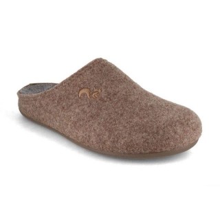 thies Damen Filzpantoffeln für Einlagen, beige-ceniza, wechselfußbett, vegan Hausschuh vegan
