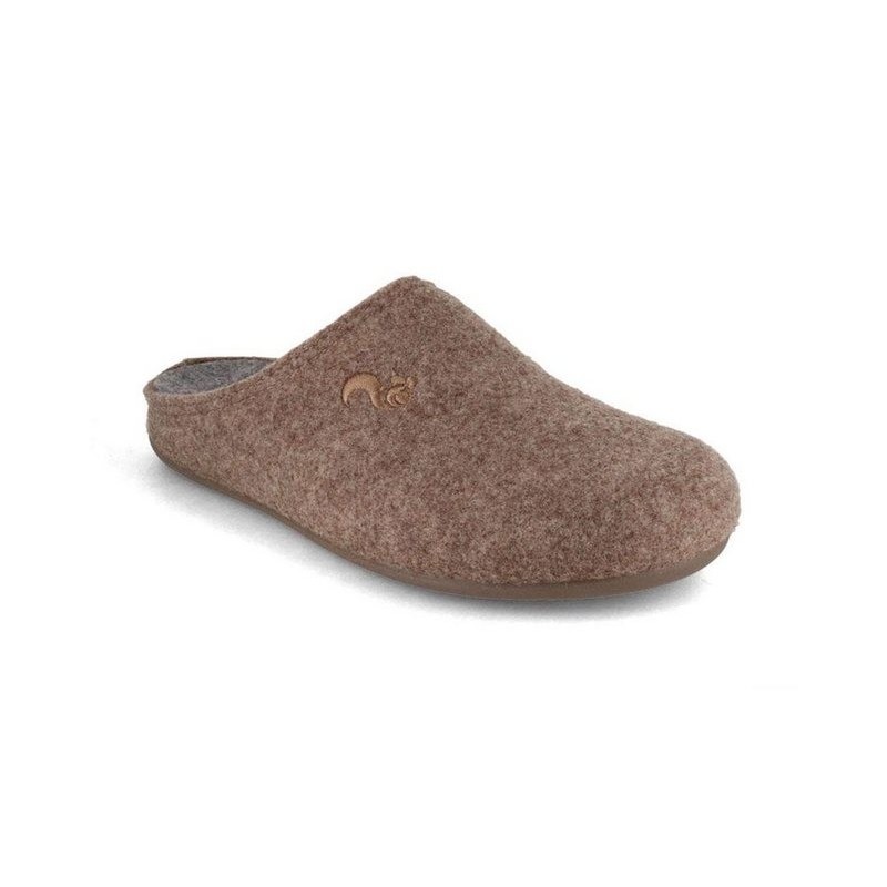 thies Damen Filzpantoffeln für Einlagen, beige-ceniza, wechselfußbett, vegan Hausschuh vegan