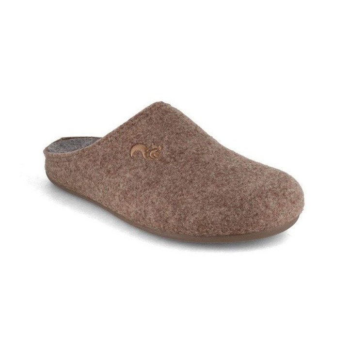 thies Damen Filzpantoffeln für Einlagen, beige-ceniza, wechselfußbett, vegan Hausschuh vegan