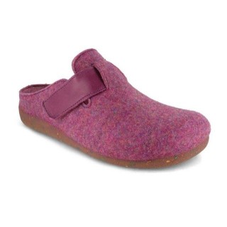 VAROMED Judith Damen Pantoffeln, fuchsia, klettverschluss, warm Hausschuh recycelt