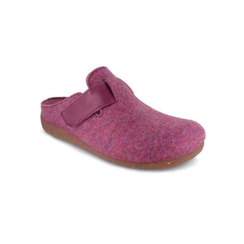 VAROMED Judith Damen Pantoffeln, fuchsia, klettverschluss, warm Hausschuh recycelt