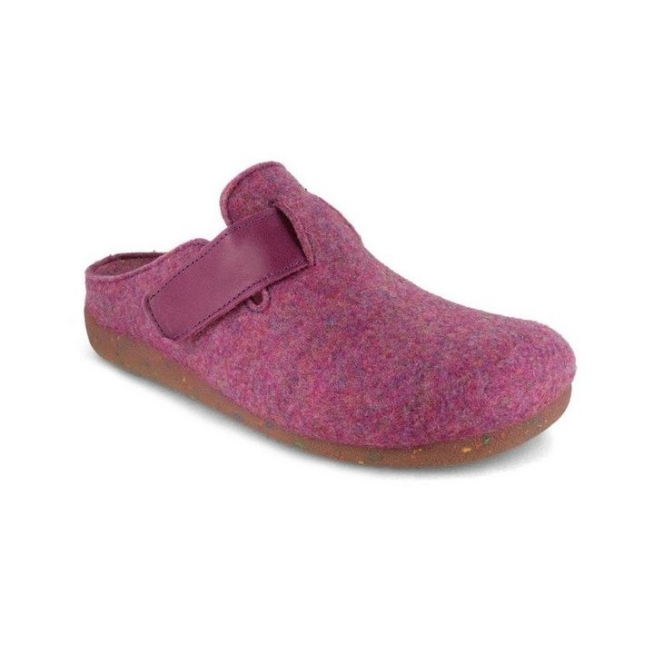 VAROMED Judith Damen Pantoffeln, fuchsia, klettverschluss, warm Hausschuh recycelt