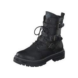Mustang Schnür Boots Damen schwarz|schwarz