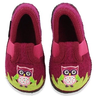 Beck Hüttenschuh Eule Hüttenschuhe (aus Österreich, mit rutschfester Laufsohle) zum Schlupfen, Gummieinsätze seitlich, 100% a