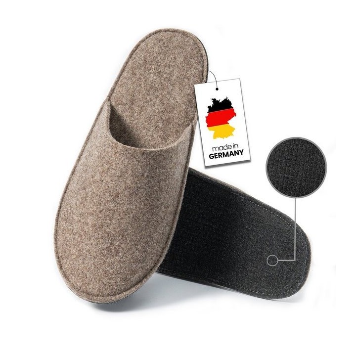 Easy and Green Filz Gästehausschuhe Rutschfest - Made in Germany - Hausschuhe weich Pantoffel