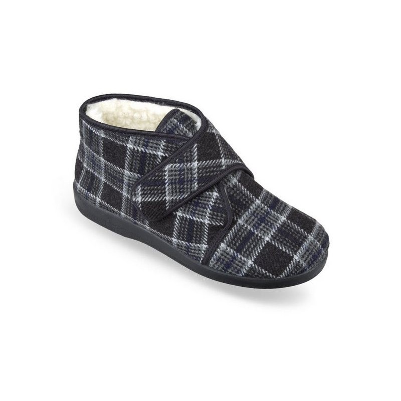 PADERO Klettschuhe gefüttert Hausschuh weit geschnitten