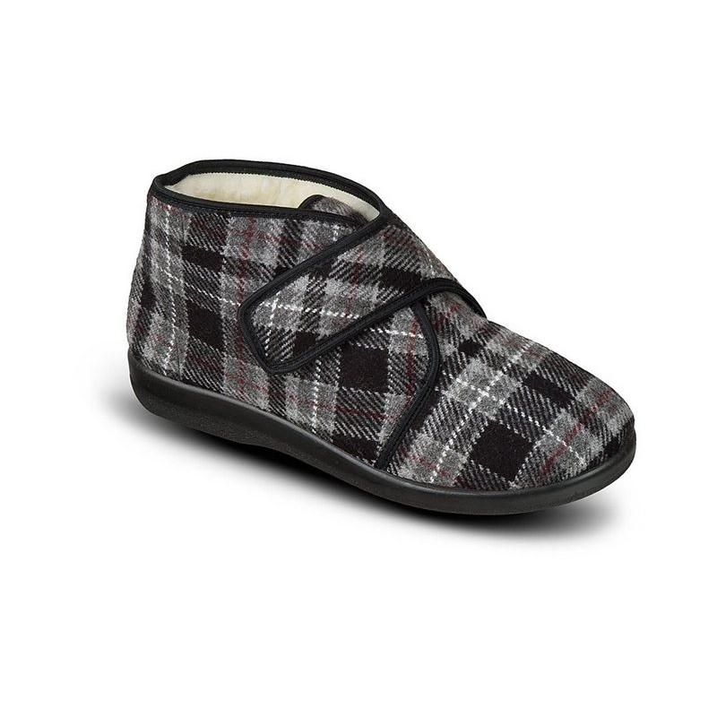 PADERO Klettschuhe gefüttert Hausschuh weit geschnitten