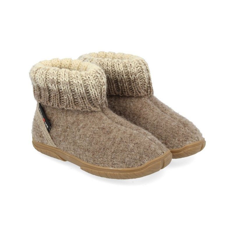 Haflinger Fidelius Yuki Kinderhausschuhe mit Kragen und Gummisohle unisex Hausschuh
