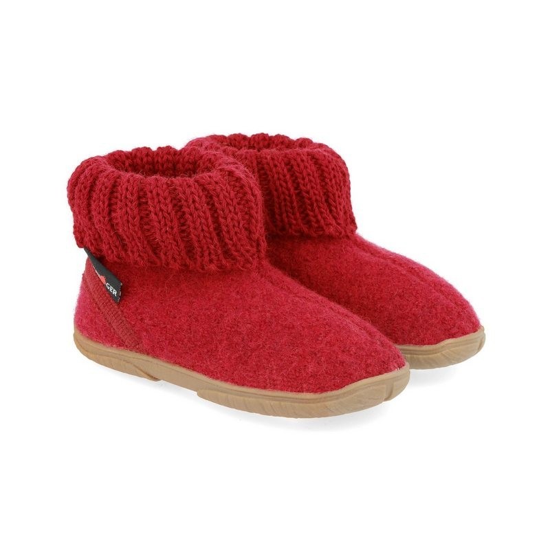 Haflinger Fidelius Toni Kinderhausschuhe mit Kragen und Gummisohle unisex Hausschuh