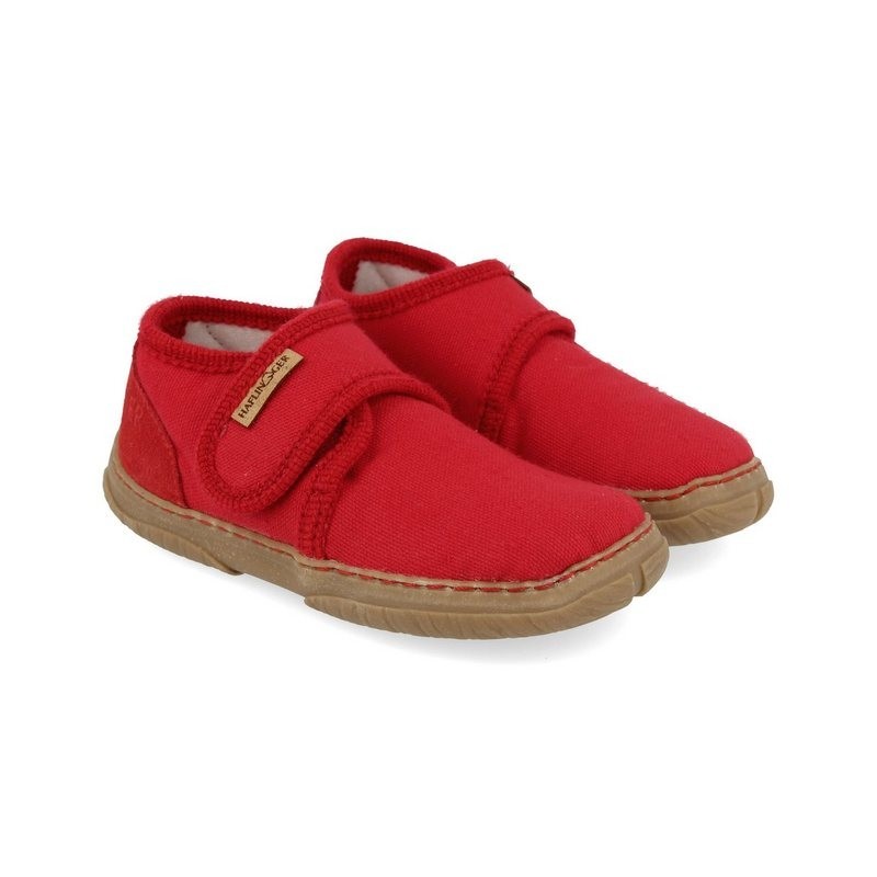 Haflinger Fidelius Luca Kinderhausschuhe auf Baumwolle mit Gummisohle unisex Hausschuh