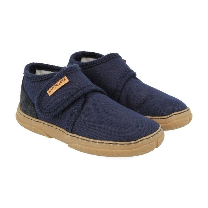 Haflinger Fidelius Luca Kinderhausschuhe auf Baumwolle mit Gummisohle unisex Hausschuh