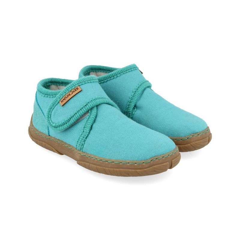 Haflinger Fidelius Luca Kinderhausschuhe auf Baumwolle mit Gummisohle unisex Hausschuh