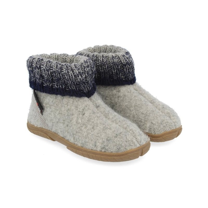 Haflinger Fidelius Yuki Kinderhausschuhe mit Kragen und Gummisohle unisex Hausschuh