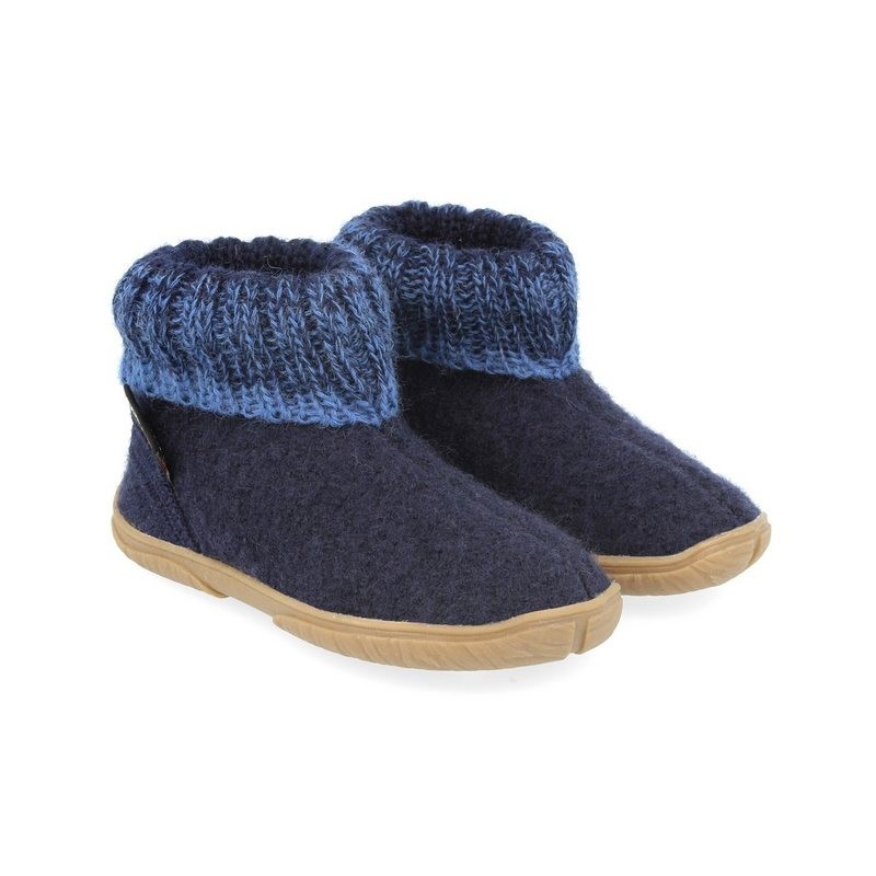 Haflinger Fidelius Yuki Kinderhausschuhe mit Kragen und Gummisohle unisex Hausschuh