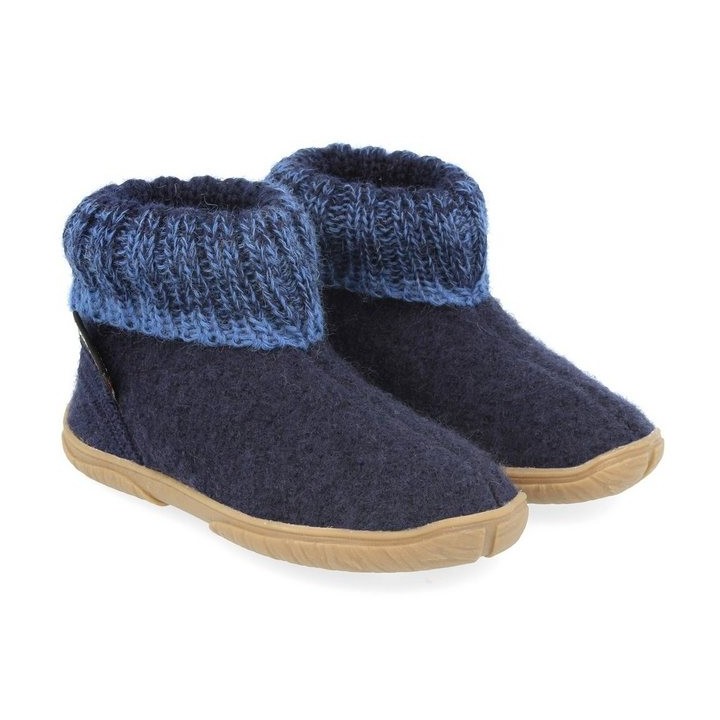 Haflinger Fidelius Yuki Kinderhausschuhe mit Kragen und Gummisohle unisex Hausschuh