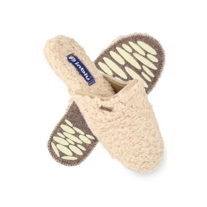 INBLU Litzldorf Hausschuhe Plüsch in weiß für Damen Plüsch Hausschuhe