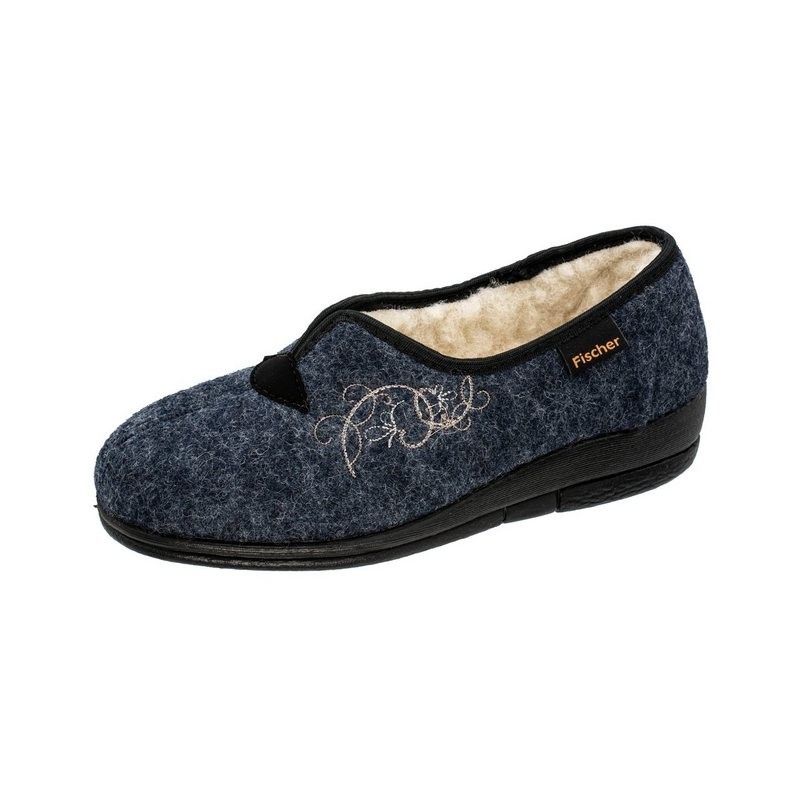 Fischer-Markenschuh Dora Hausschuh zum Schlupfen, Schurwollfutter, Wollfilz, wärmend