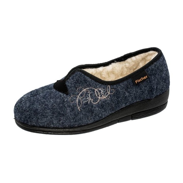 Fischer-Markenschuh Dora Hausschuh zum Schlupfen, Schurwollfutter, Wollfilz, wärmend
