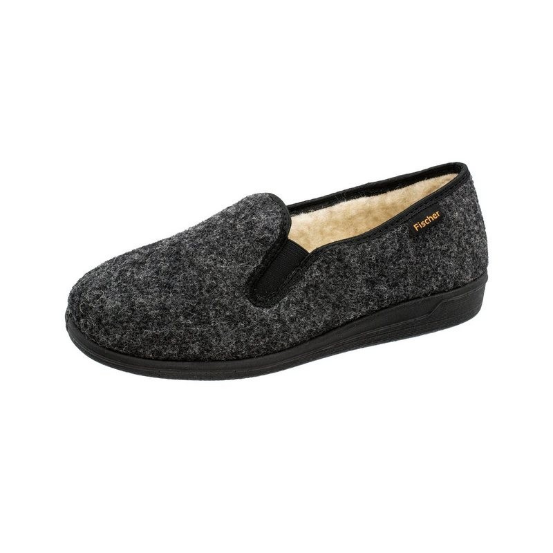 Fischer-Markenschuh Frank Hausschuh Schurwolle, Gummizug, Wollfilz