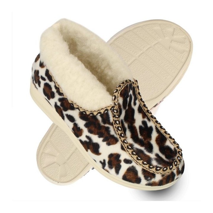 filsko List Winter HausSchuhe mit Leoparden-Muster für Damen Hausschuh mit Schafwolle gefüttert