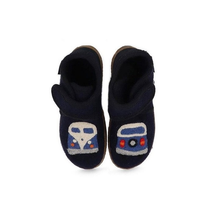 Haflinger California Kinder Hausschuhe, ocean, motiv, klettverschluss, warm Hausschuh Fersenverstärkung