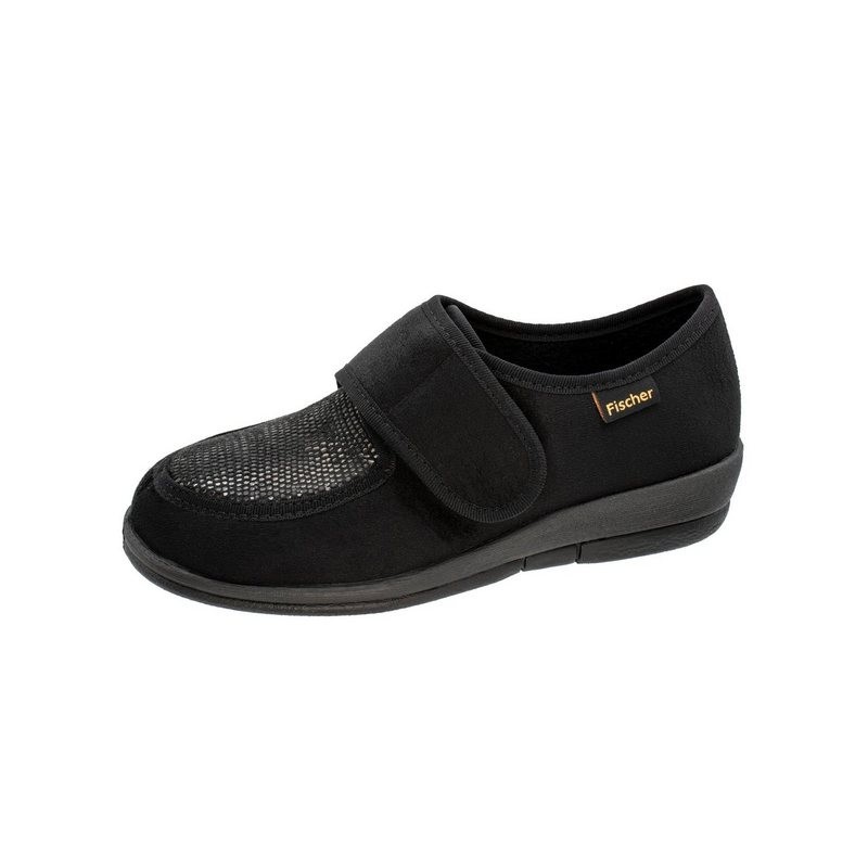 Fischer-Markenschuh Dora Hausschuh Reptilstretch, Klettverschluss, Weite H
