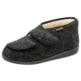 Fischer-Markenschuh Frank Hausschuh Wollfilz, Schurwollfutter, Klettverschlüsse
