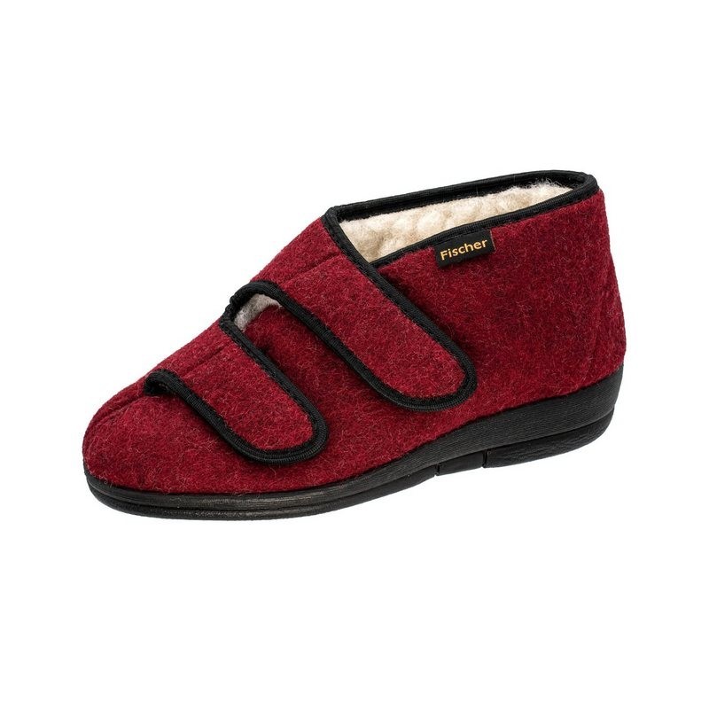 Fischer-Markenschuh Dora Hausschuh Filz, Weite H, Klettverschluss, Schurwollfutter