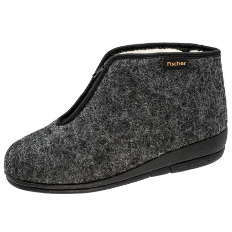 Fischer-Markenschuh Dora Hausschuh mit Schurwollfutter, Reißvrschluss, Weite H, Filz