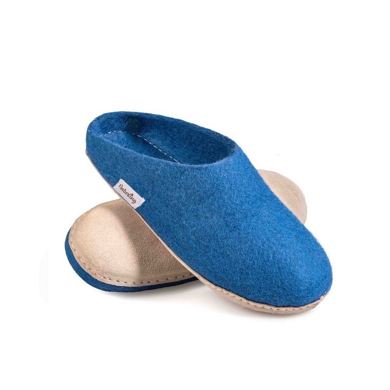 naturling Filz Damen Pantoffel Hausschuh (mit bequemer) Ledersohle