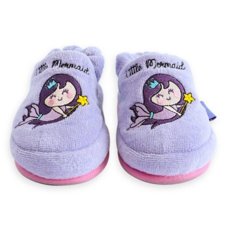 MILK&MOO Milk&Moo Little Mermaid Hausschuhe %100 Baumwolle für 4-5 Jahre, Lila Hausschuh