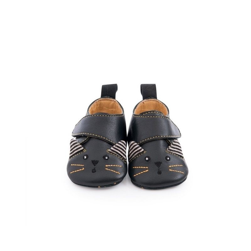 Moulin Roty Baby-Lederschuhe schwarz 0-6 m Babyschuhe mit Klettverschluss Krabbelschuh