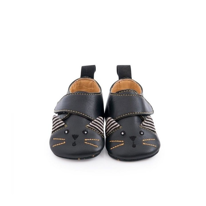 Moulin Roty Baby-Lederschuhe schwarz 0-6 m Babyschuhe mit Klettverschluss Krabbelschuh