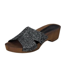 Linea Scarpa Linea Scarpa Panaji Holzclogs Pantoletten echtes Leder Damen schwarz Schlappen