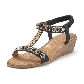 Vivance Sandalette »Sommerschuh«, Sandale, Sommerschuh mit Keilabsatz und elastischen Riemchen