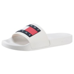 Tommy Jeans Pantolette »TOMMY JEANS FLAG POOL SLD ESS«, Sommerschuh, Schlappen mit farbiger Logoflagge