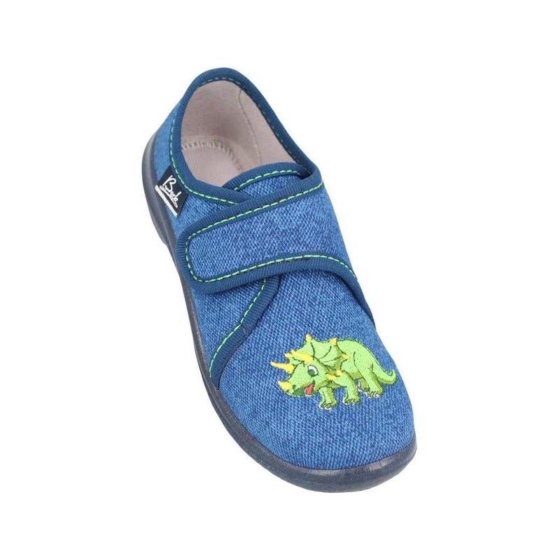Beck Beck Happy Dino Hausschuhe 3055 Baumwolle Blau Hausschuh