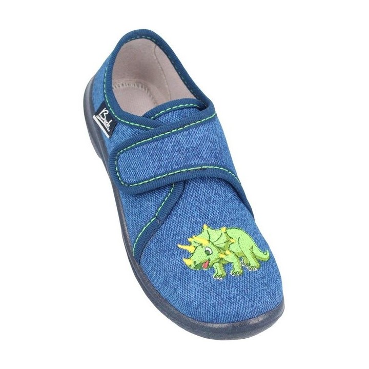 Beck Beck Happy Dino Hausschuhe 3055 Baumwolle Blau Hausschuh