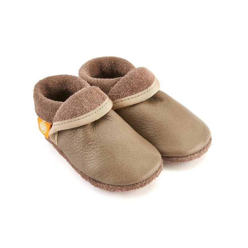 Orangenkinder® Klassik Beige Baby Krabbelschuh pflanzlich gegerbtes Leder, Made in Germany, atmungsaktiv