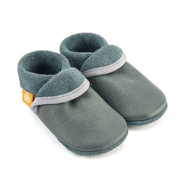 Orangenkinder® Klassik Blaugrau Baby Krabbelschuh pflanzlich gegerbtes Leder, Made in Germany, atmungsaktiv