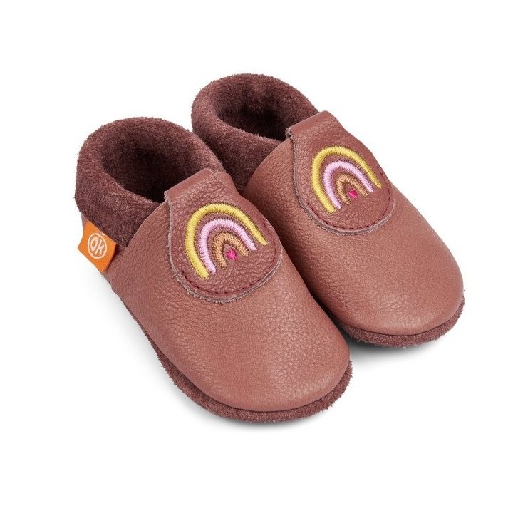 Orangenkinder® Reginchen der Regenbogen Baby Krabbelschuh pflanzlich gegerbtes Leder, Made in Germany, atmungsaktiv