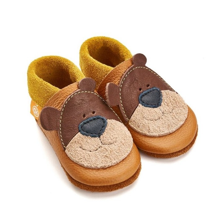 Orangenkinder® Bärnie der Honigbär Baby Krabbelschuh pflanzlich gegerbtes Leder, Made in Germany, atmungsaktiv