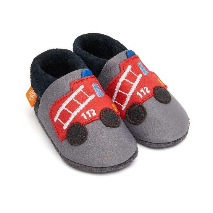 Orangenkinder® Fränkie die Feuerwehr Baby Krabbelschuh pflanzlich gegerbtes Leder, Made in Germany, Atmungsaktiv